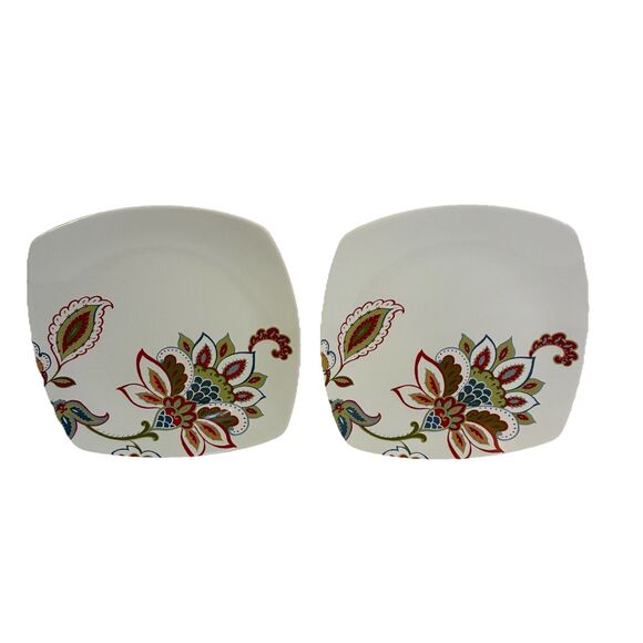 Two 222 Fifth PTS International Salad Plates Jacobean Trail Fine Porcelain China - Picture 2 of 6